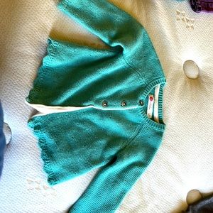 Baby Boden green baby cardigan 12-18 months barely worn